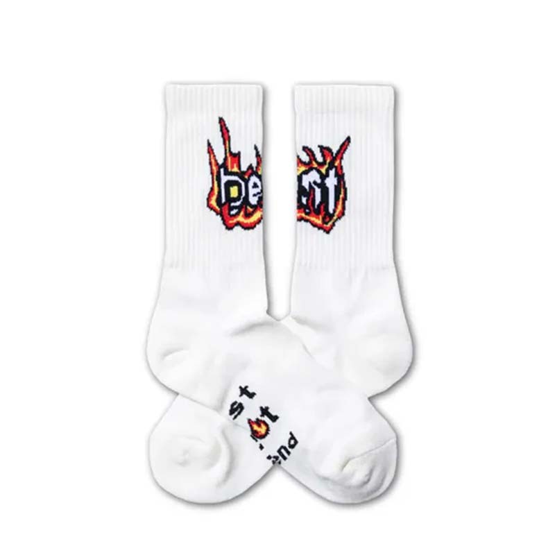 BFF Flame font White 火焰字體 白色 中筒襪  BF26001-WH [台灣現貨]