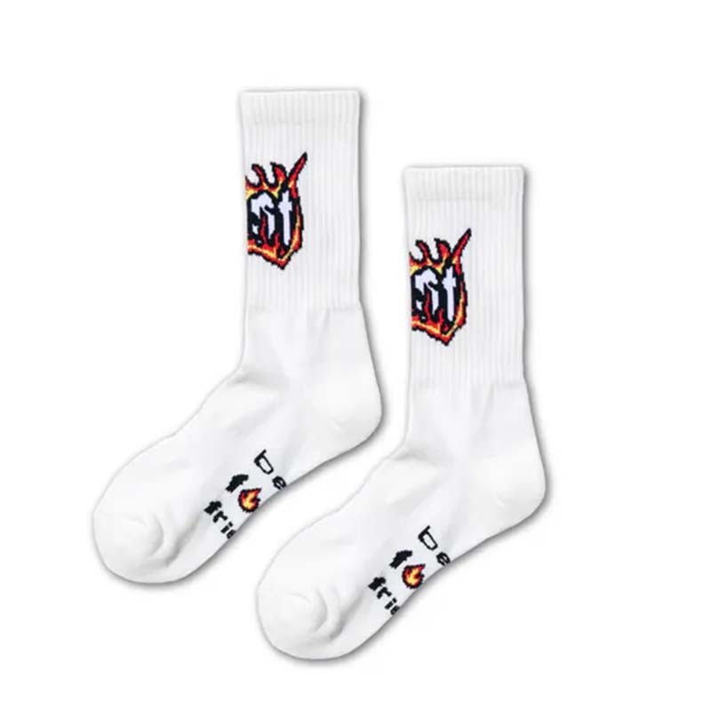 BFF Flame font White 火焰字體 白色 中筒襪  BF26001-WH [台灣現貨]