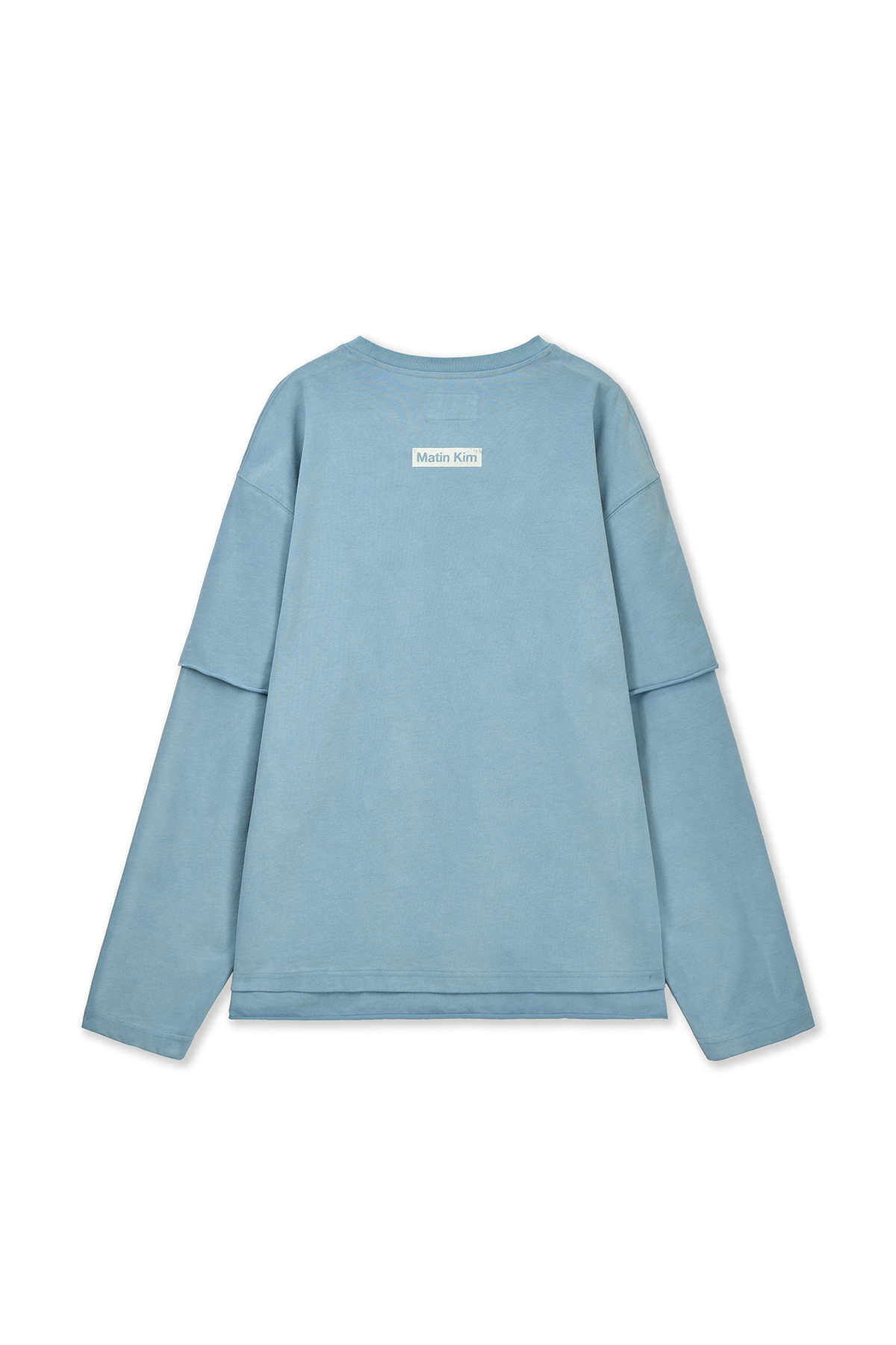 層次感噴染刷色長袖上衣 淺藍