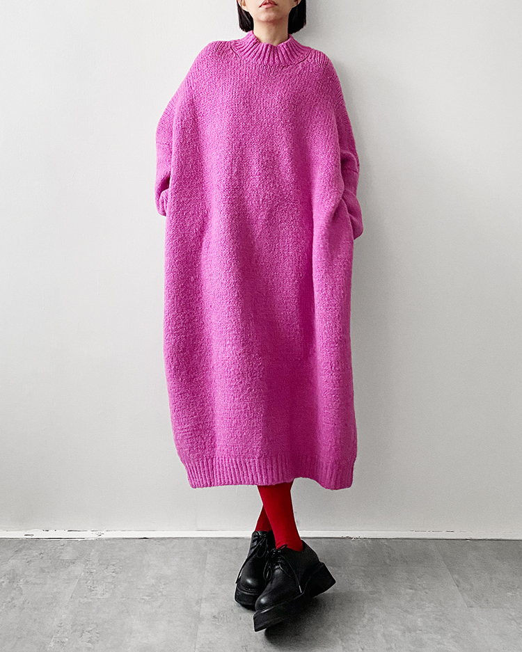 MFD-2855 勾織大毛衣洋裝 ʀᴏsᴇ