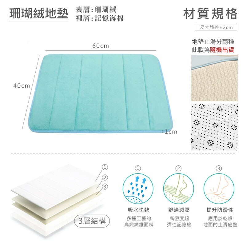 珊瑚絨地墊 【Y9902】
