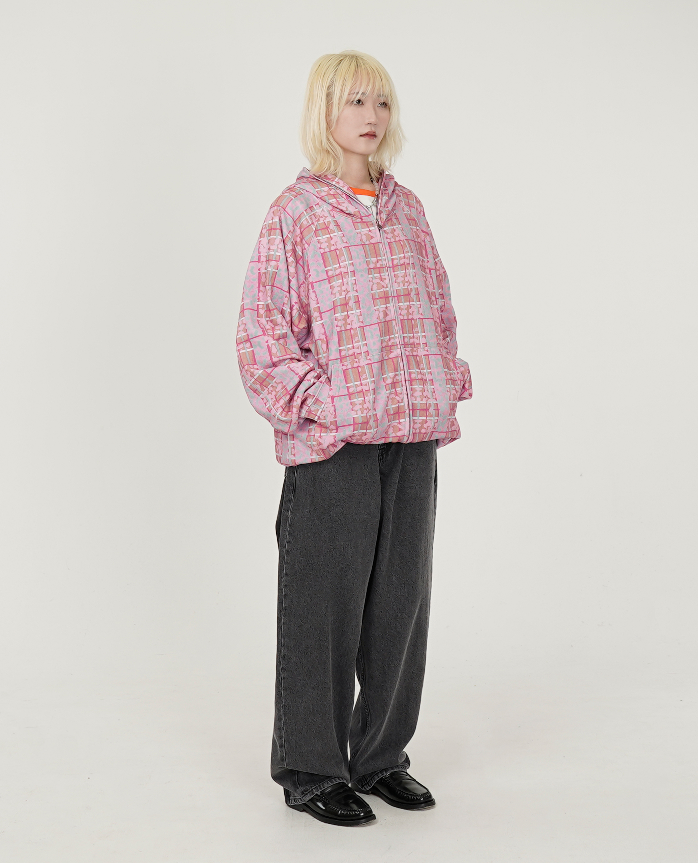 STARTEAM LEOPARD PLAID FULL ZIP HOODIE - 25FW