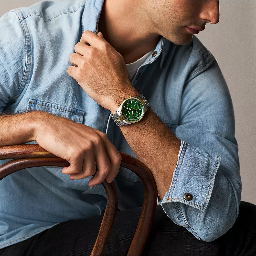 Sullivan 雅痞三眼手錶 金銀雙色不鏽鋼錶帶 44MM BQM7125