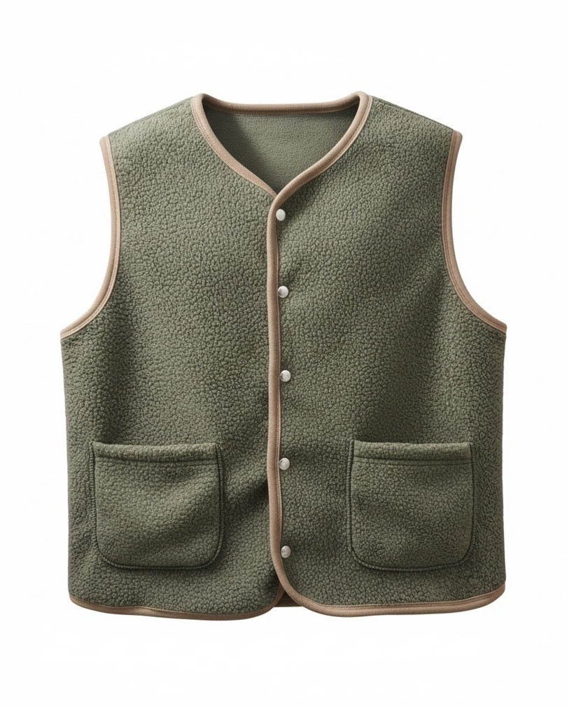 日系羊羔絨背心灰綠商品照