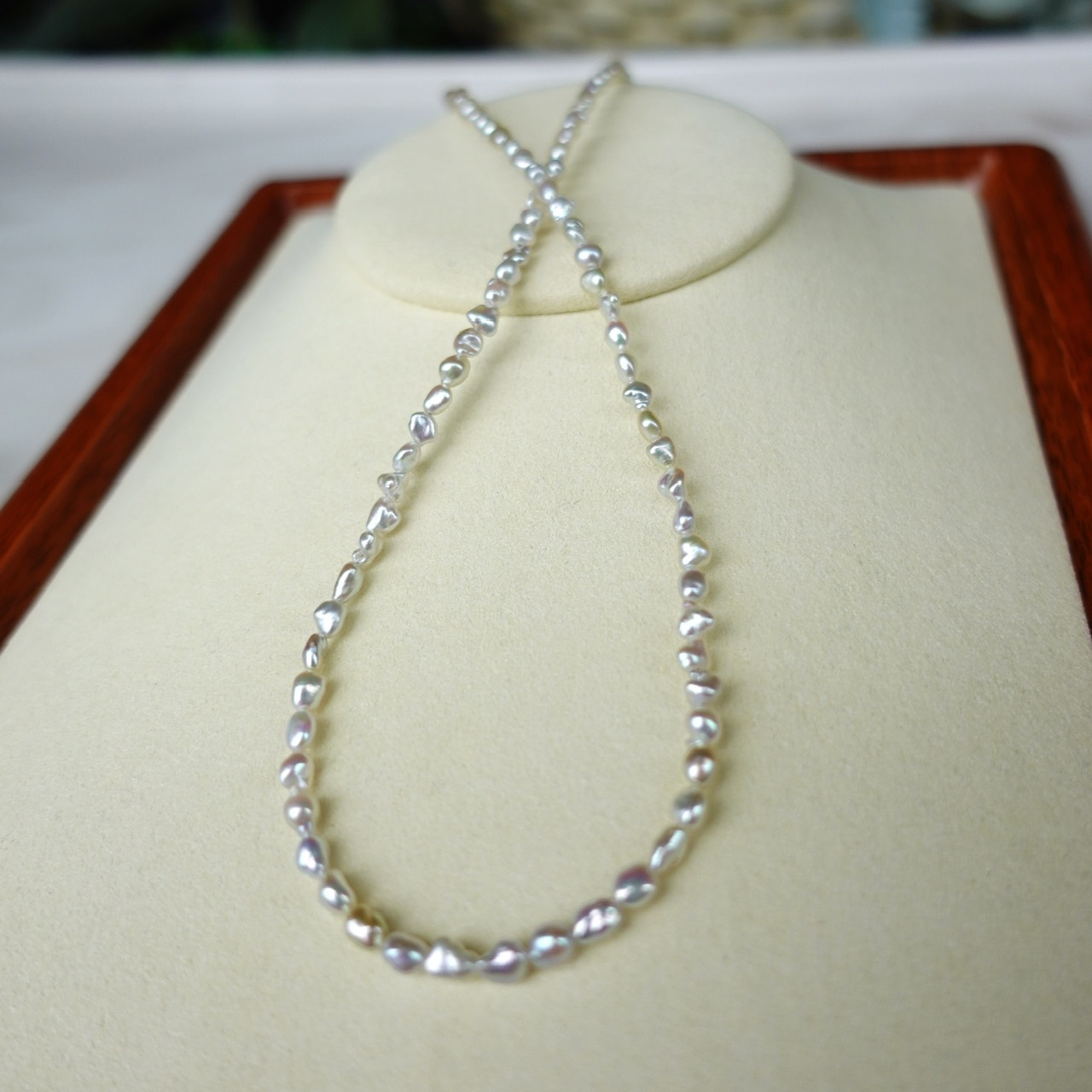 3-4mm天然糖果色日本Akoya Keshi珍珠項鍊