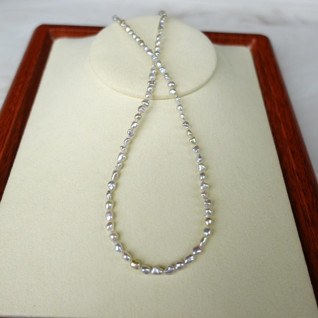 3-4mm天然糖果色日本Akoya Keshi珍珠項鍊