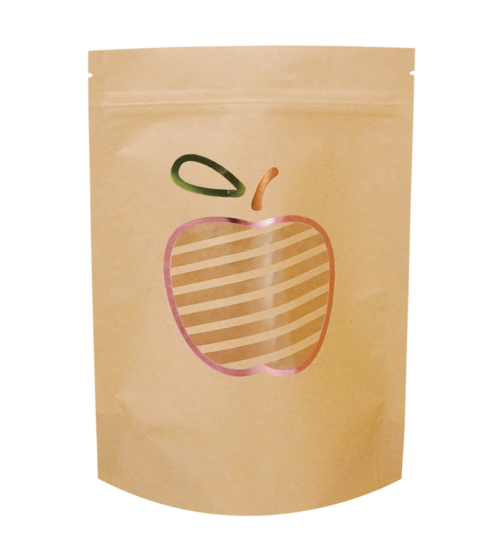 【250g】黃牛皮紙多色燙金+雷射(激光)開窗站立夾鏈袋 - 水果系列1