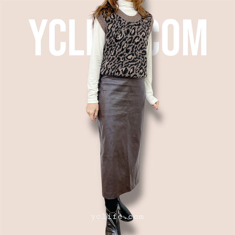 豹紋羊毛針織背心