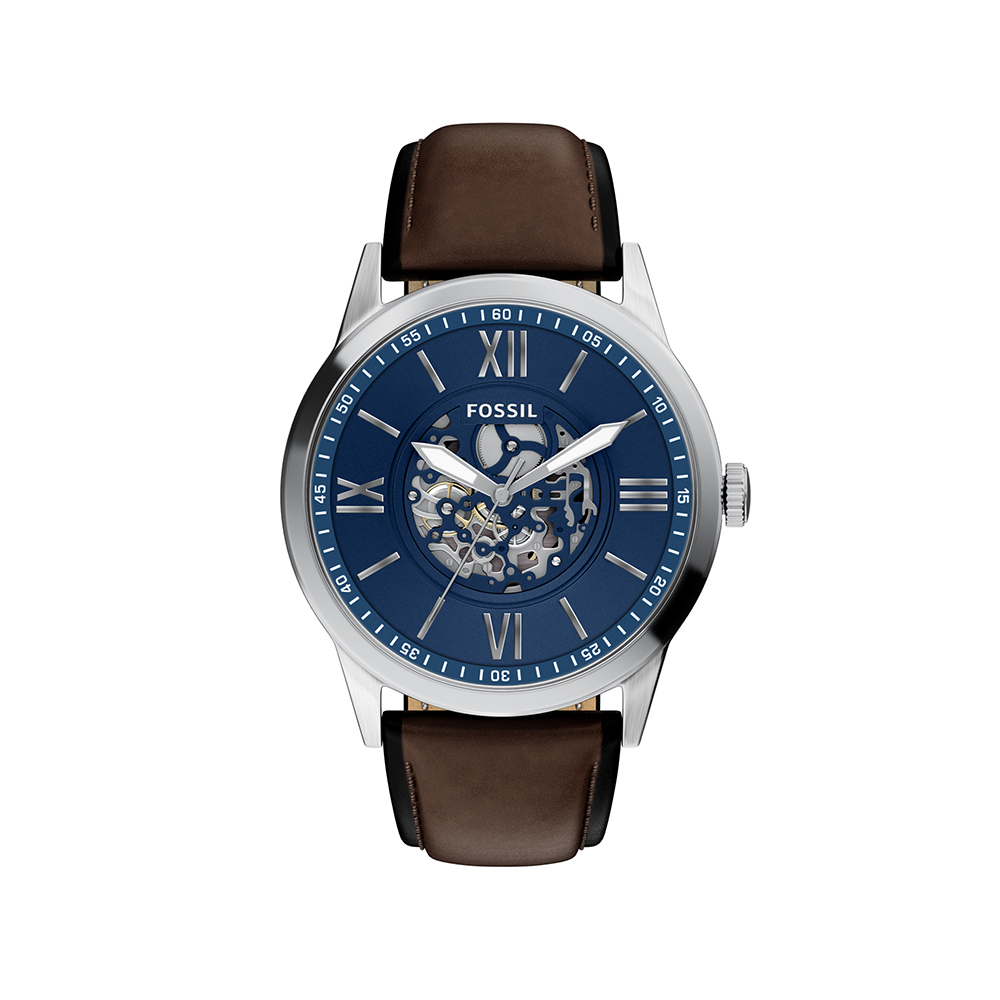 Flynn 經典雅仕羅馬數字手錶 咖啡色真皮錶帶 48MM BQM7128