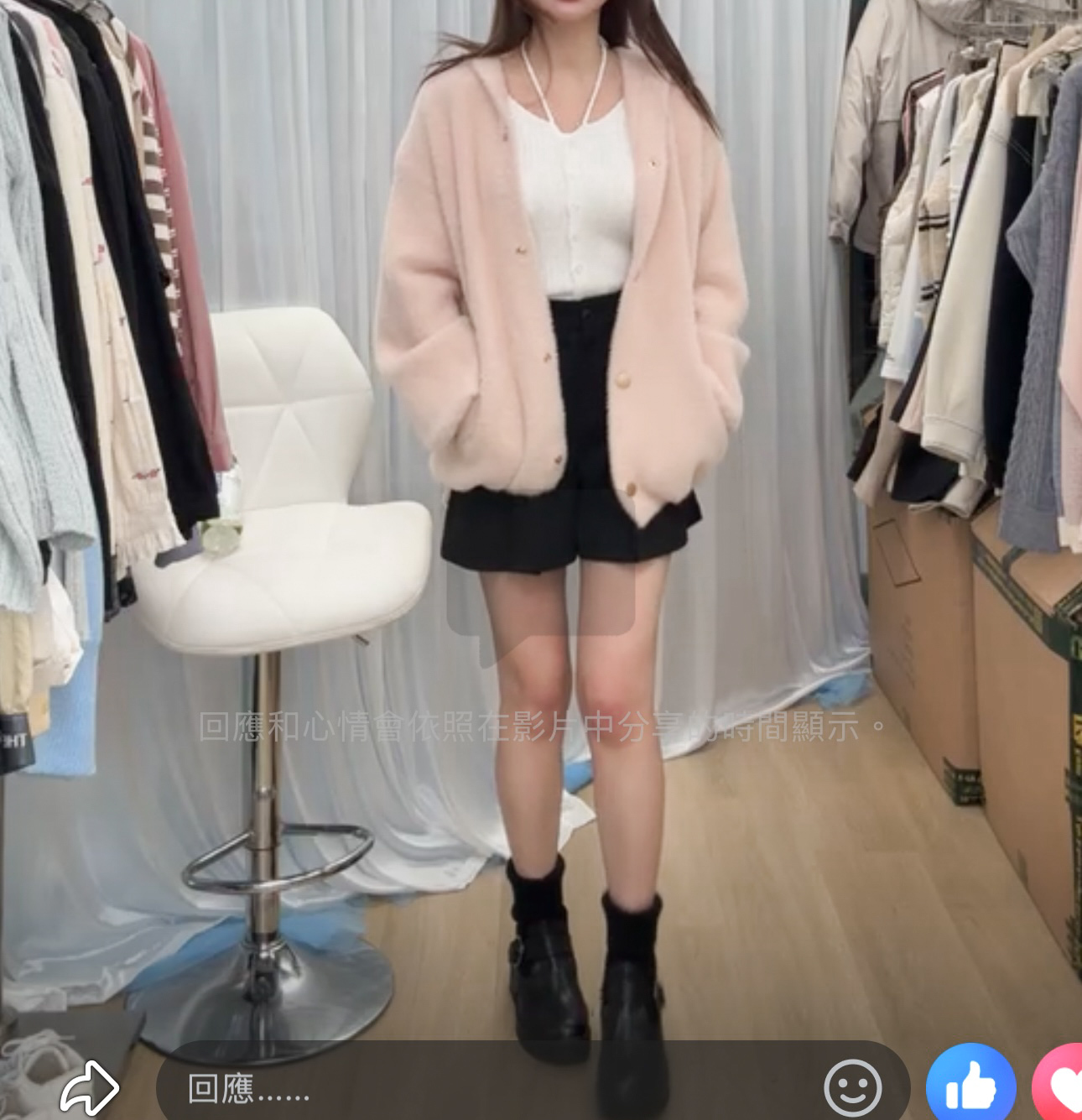 靚色氣質彷水貂毛外套(15046)