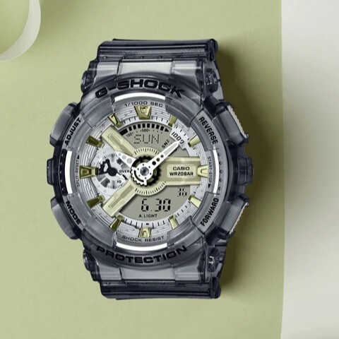 【CASIO 卡西歐】 G-SHOCK 略為小巧的設計 金屬光澤搭配現代巧思 耐衝擊數位雙顯 手錶 GMA-S110GS-8A