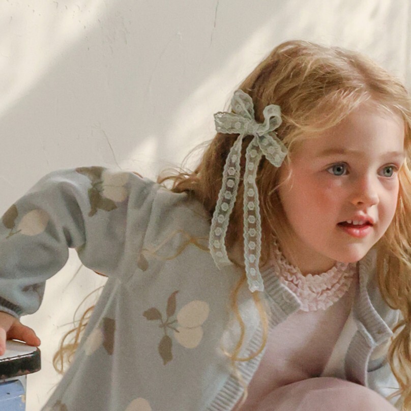 FLO 花朵蕾絲長緞帶髮夾 4色