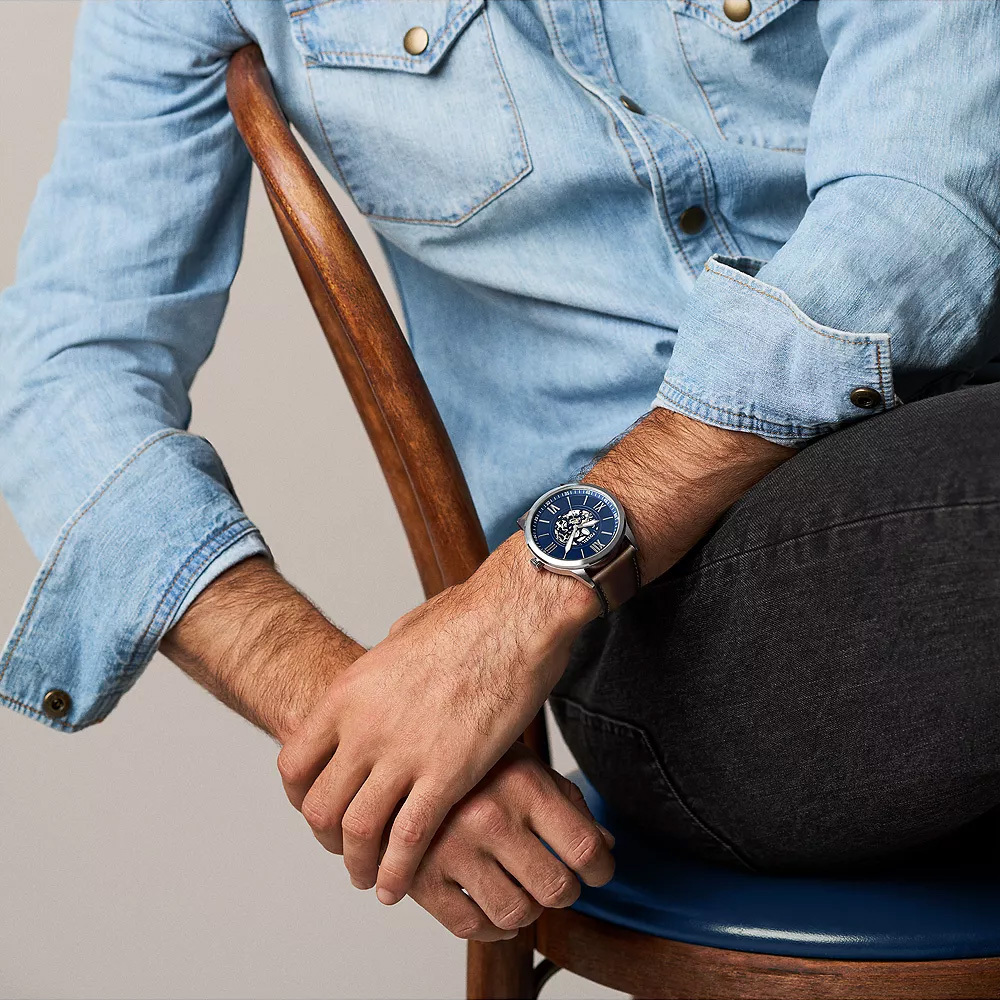 Flynn 經典雅仕羅馬數字手錶 咖啡色真皮錶帶 48MM BQM7128