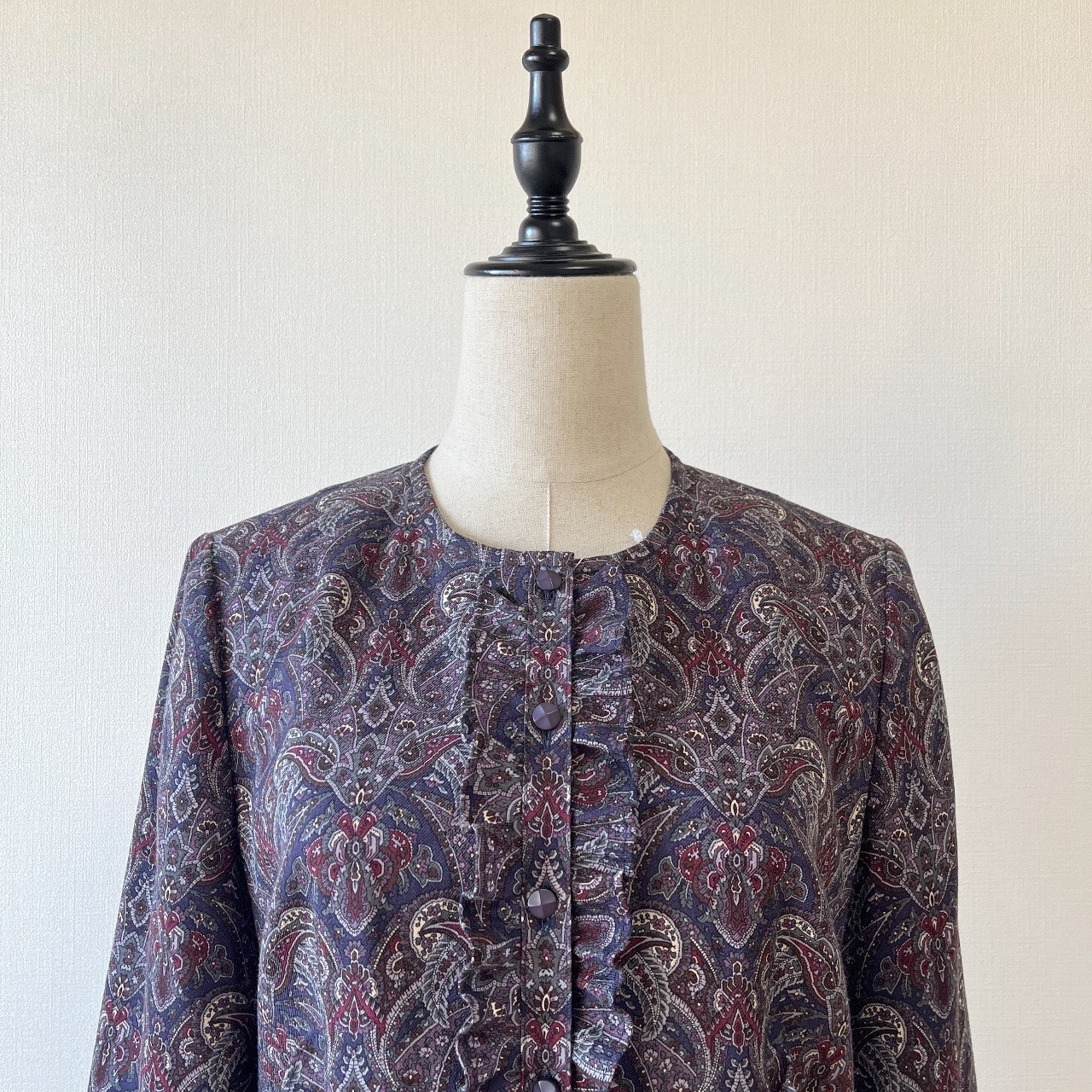 Leilian日本製紫色腰果花羊毛上衣