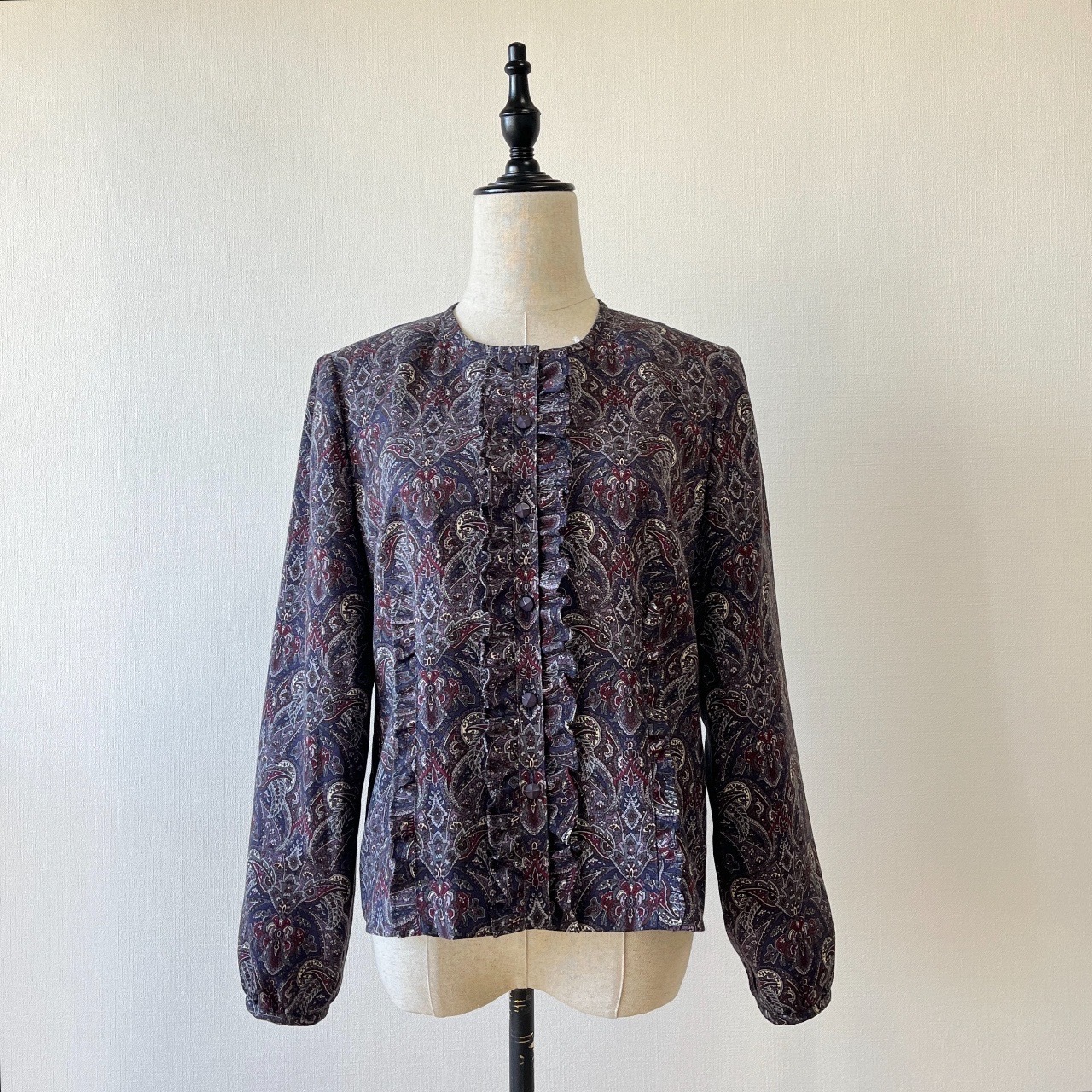 Leilian日本製紫色腰果花羊毛上衣