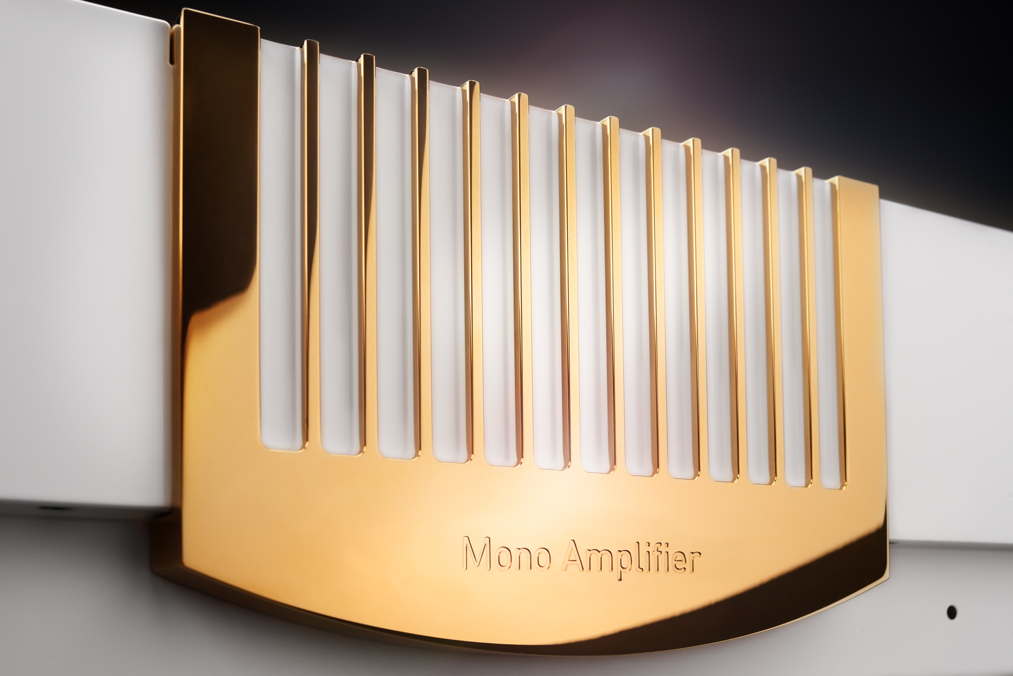 MBL N15 Monoblock Power Amplifier White Gold Front Detail 單聲道功率放大器