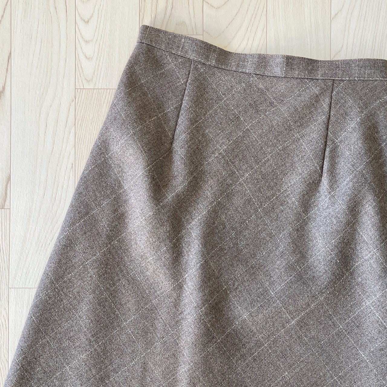 淺啡色格紋羊毛半裙