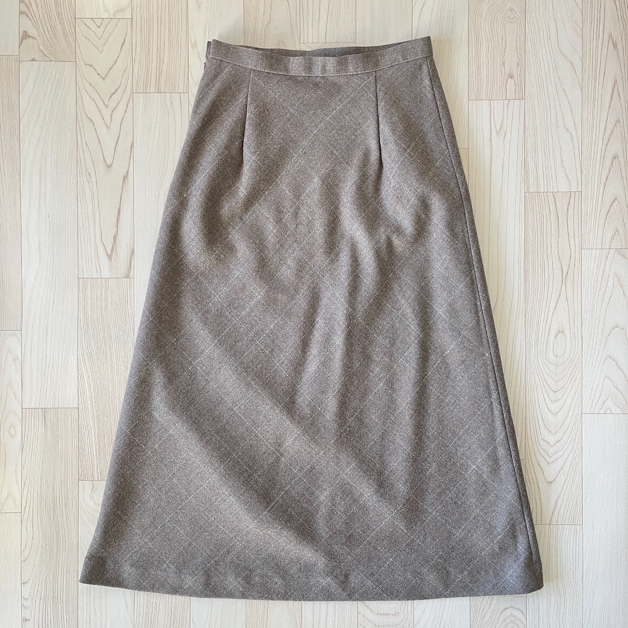 淺啡色格紋羊毛半裙