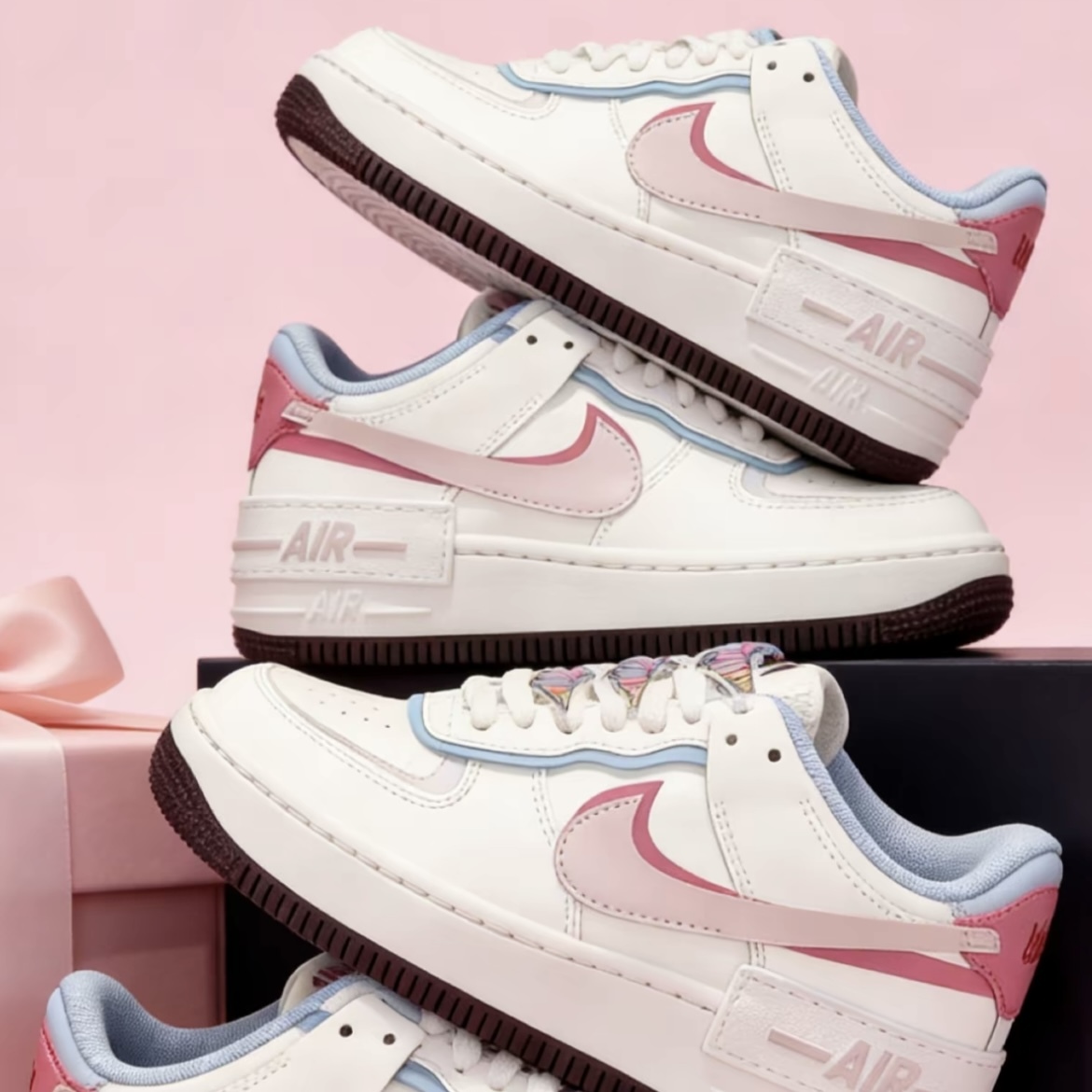 NIKE AIR FORCE 1 SHADOW 粉色淺藍 2026 情人節限定 休閒鞋 IQ9803-161