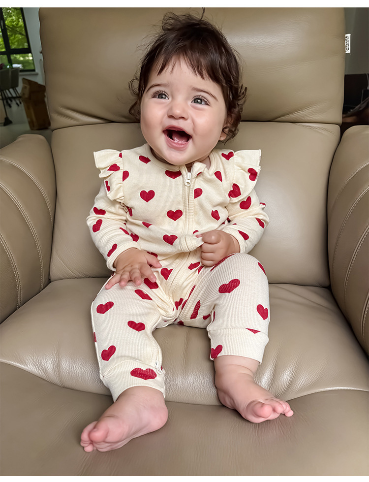 滿版印花拉鏈連身衣(66-90)