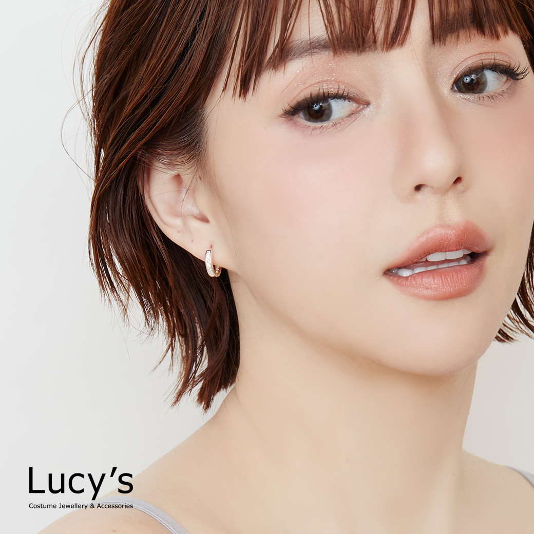 925純銀 彩色排鑽 易扣耳環 (122991)