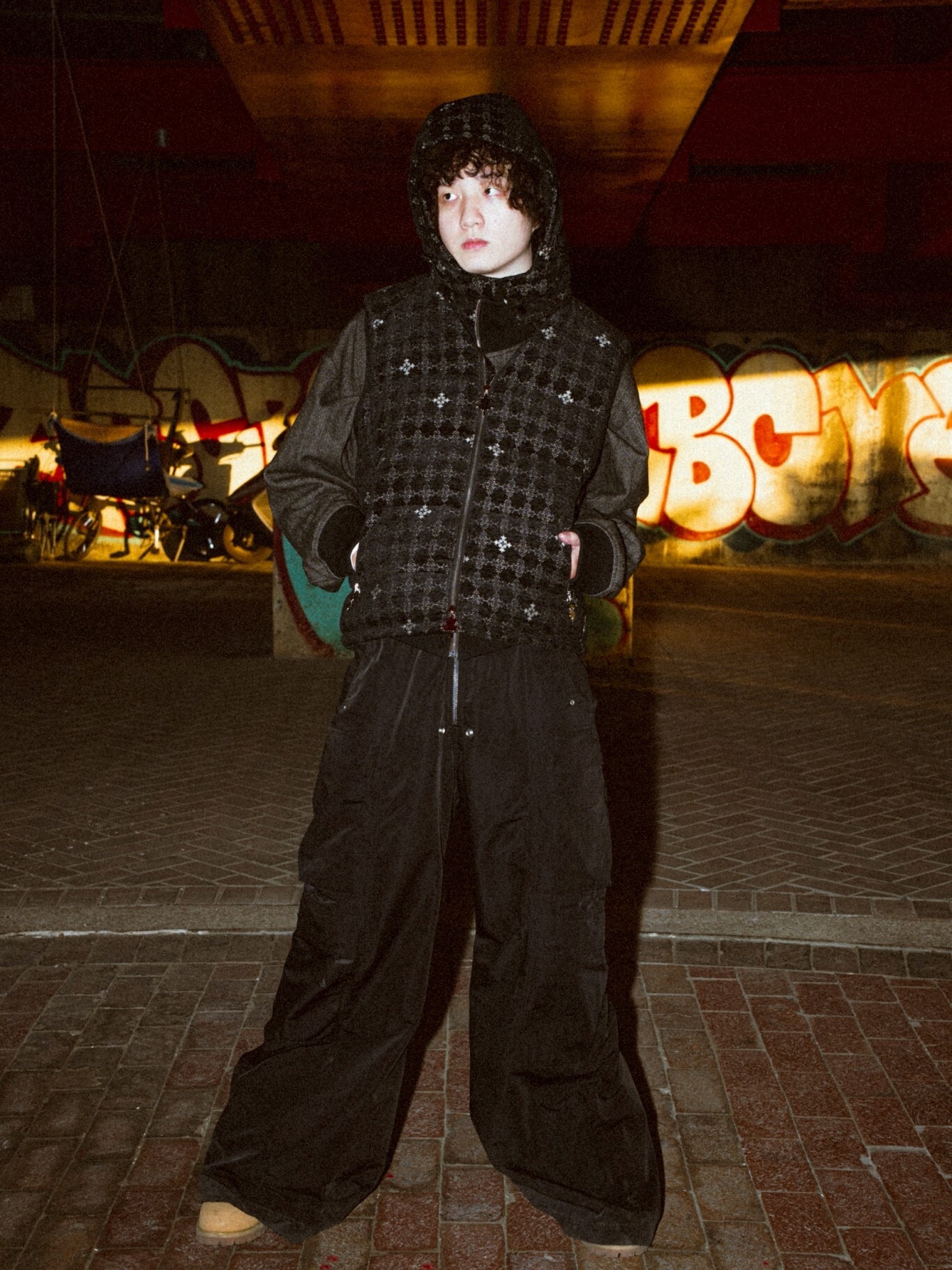 ATONE STUDIO 滿版皇家十字Logo 光澤感充棉背心 ‘’ATONE Custom Jacquard Puffer Vest‘’