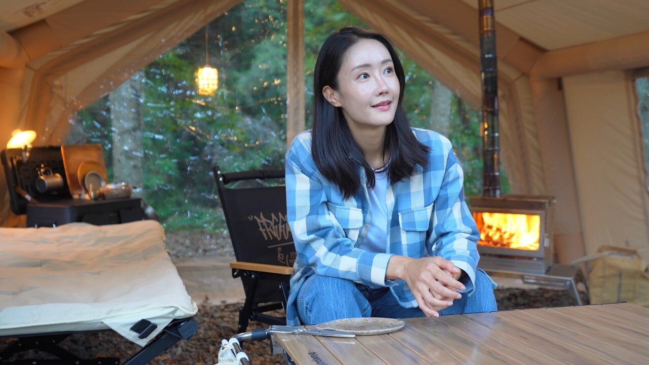 10.0 充氣帳單人露營 開闊又舒服 柴爐開爐 看火浪漫 簡單露營料理