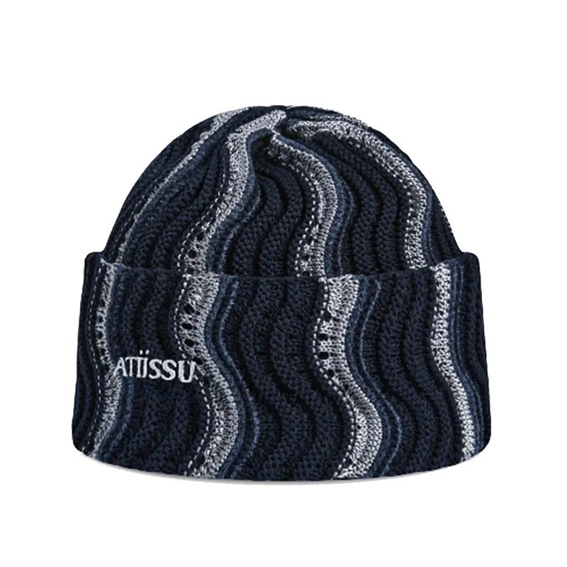 iSNEAKERS｜ATiiSSU WEAVE BEANIE 波浪毛帽 藍白條紋