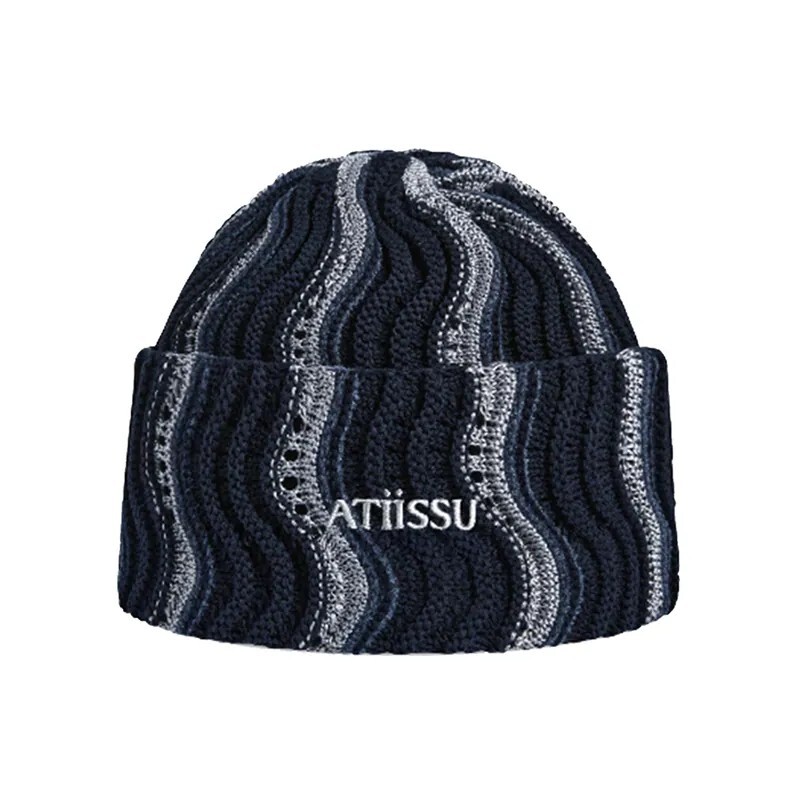 iSNEAKERS｜ATiiSSU WEAVE BEANIE 波浪毛帽 藍白條紋