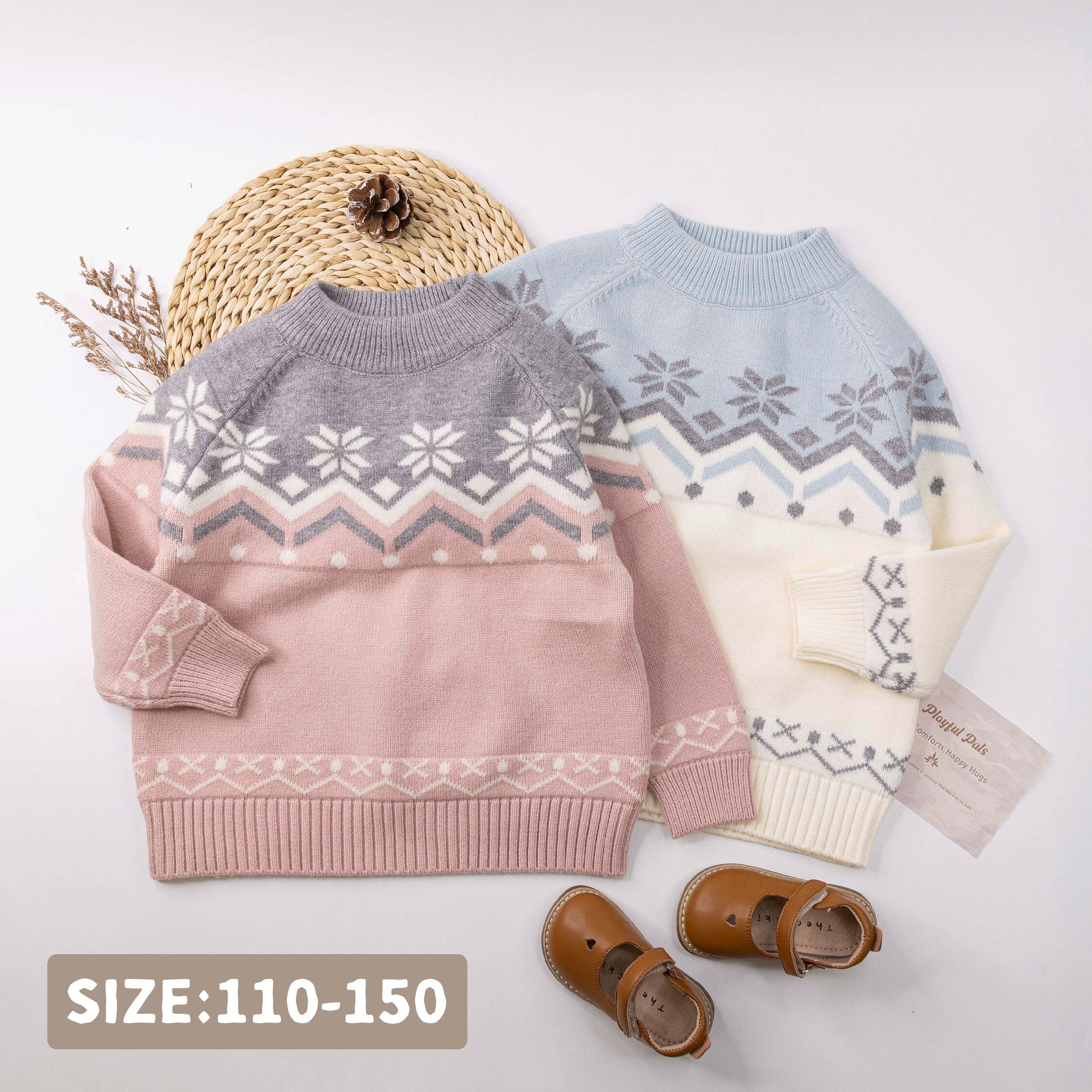 【H55765】北歐雪花設計針織上衣＊二色