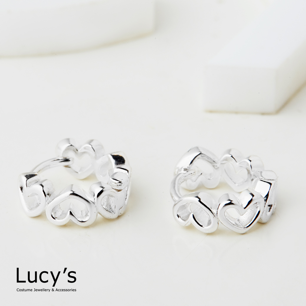 925純銀 心心相映 易扣耳環 (123225)