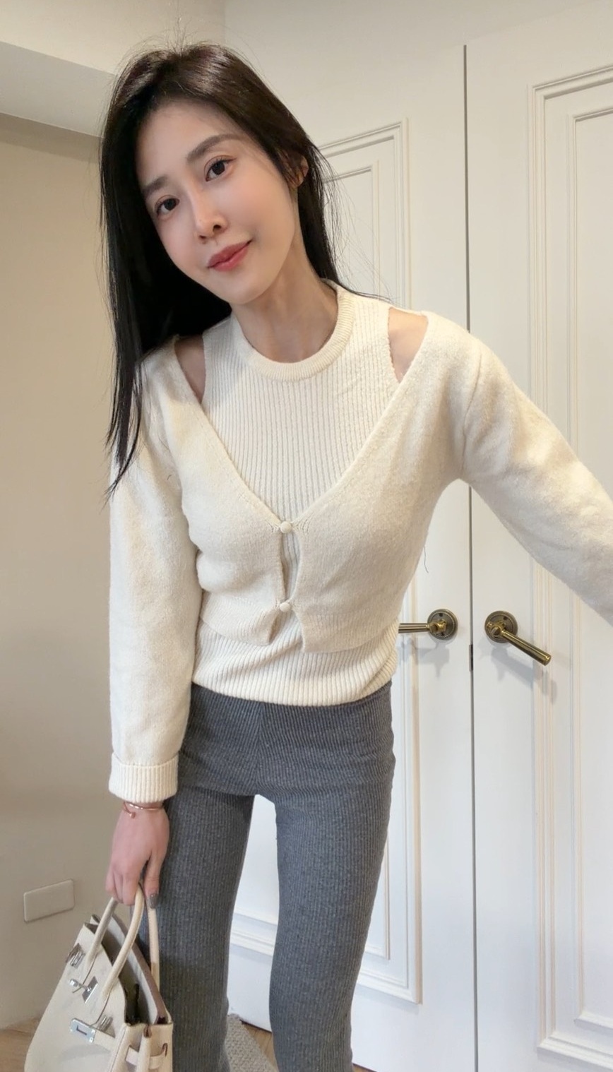 【少量現貨】針織兩件式上衣(背心+外套)