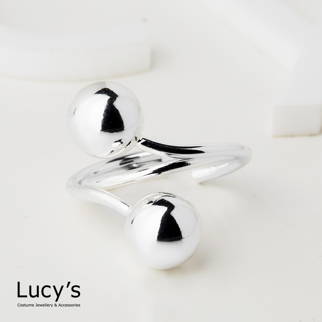 圓球交錯 開口戒 (二色) (125813/125814)