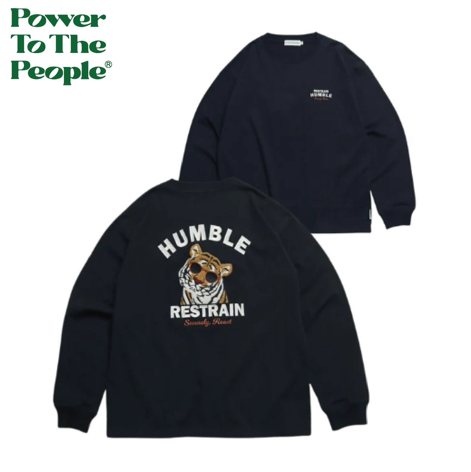 【 Power To The People｜HUMBLE老虎刺繡長TEE - 黑 】