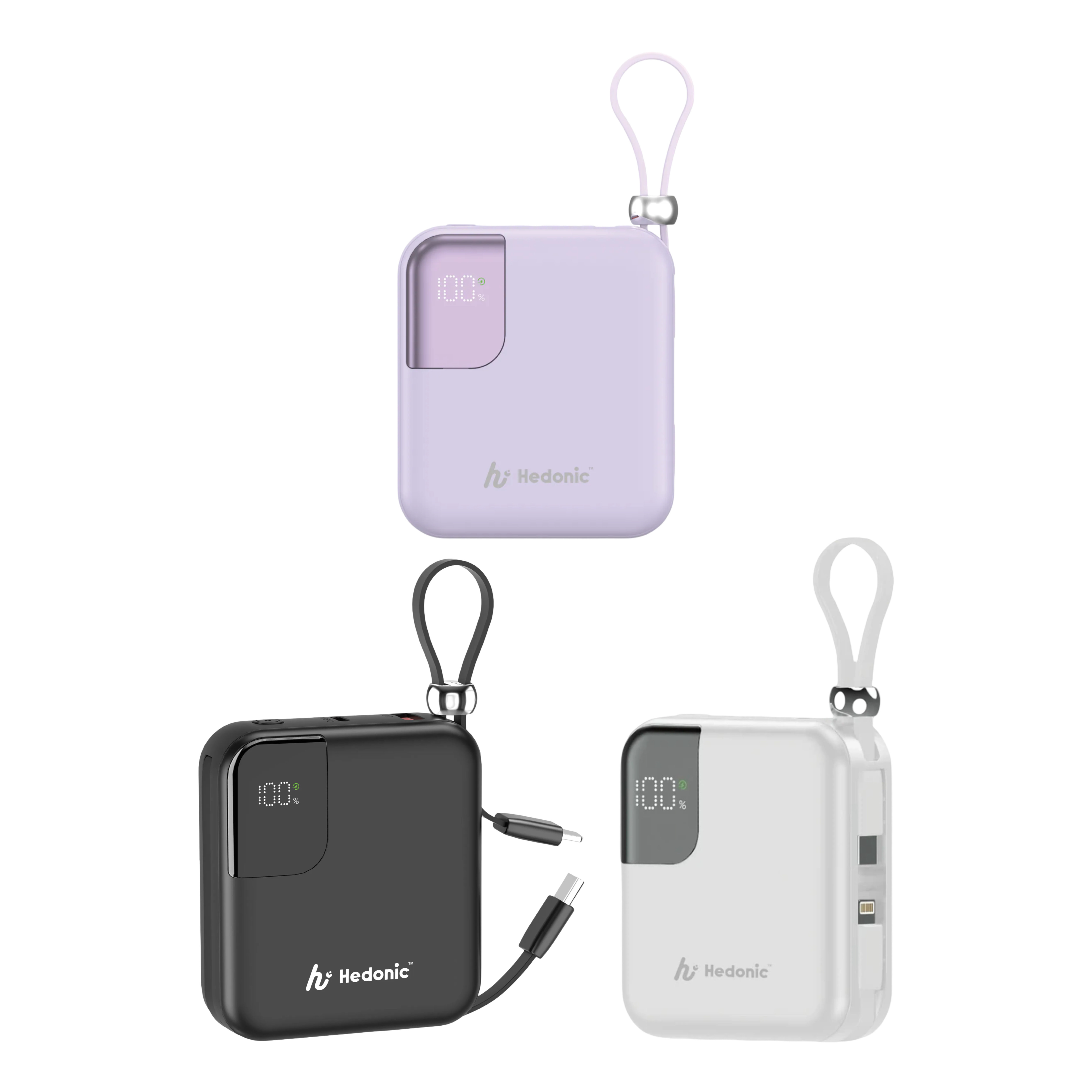 Hedonic 第三代 10000mah (38.5Wh) PD 3.0 22.5W 內建充電線 Lightning & USB-C 外置充電器 (CCC 認證)