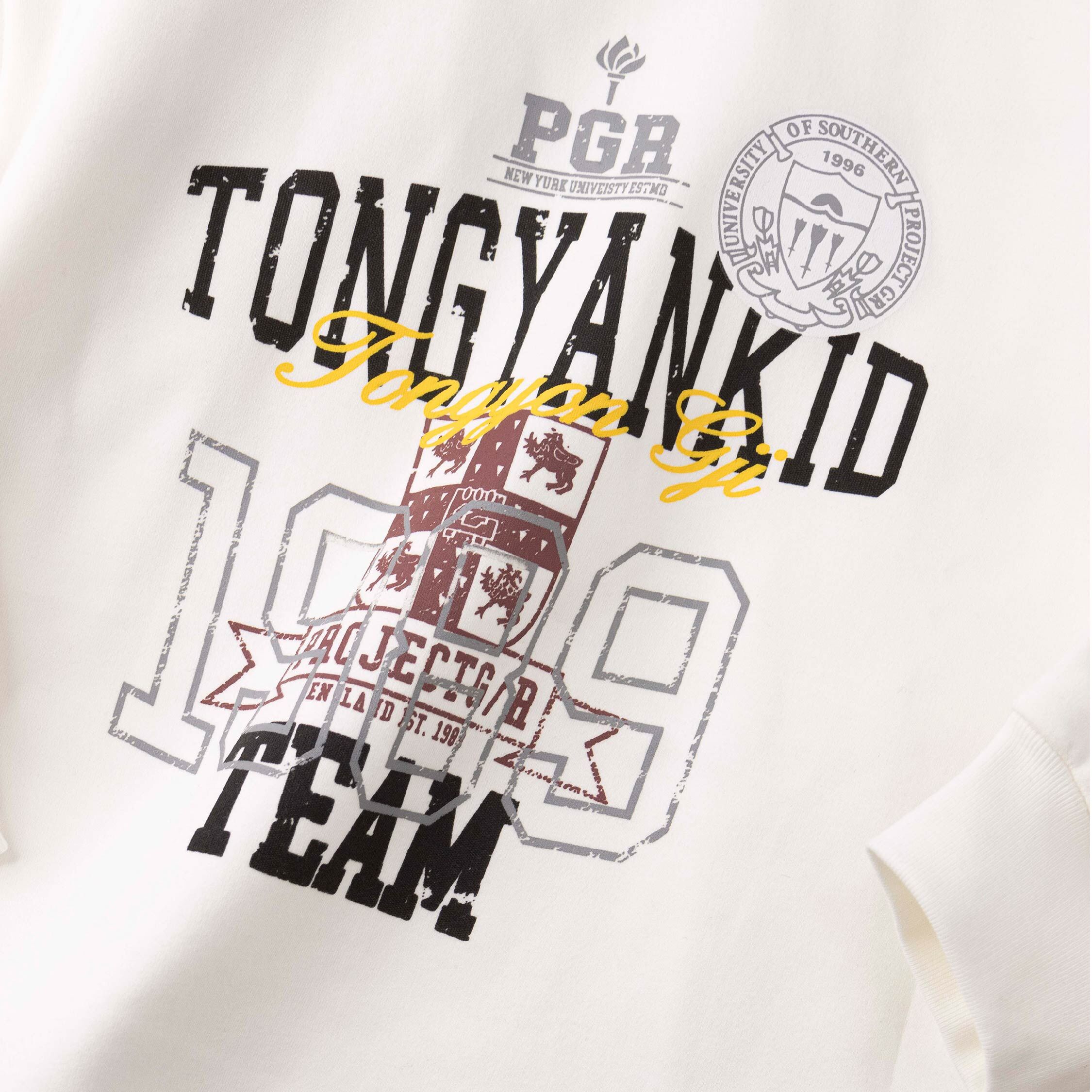 【H55845】嘻哈斑駁字母內磨毛上衣＊二色