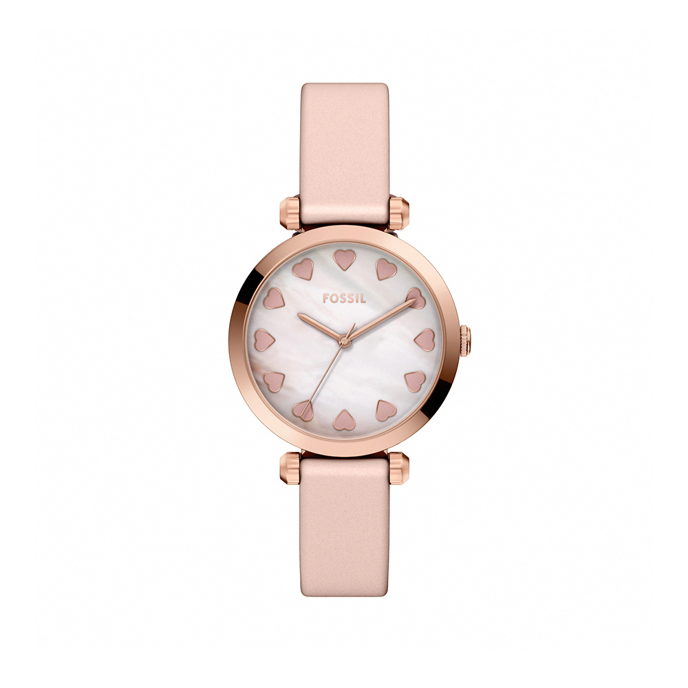 Tillie 甜美愛心女錶 粉紅色真皮錶帶 36MM BQW8038