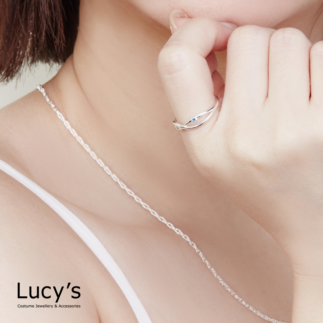 925純銀 交錯藍光 戒指 (二色) (125988/125989)