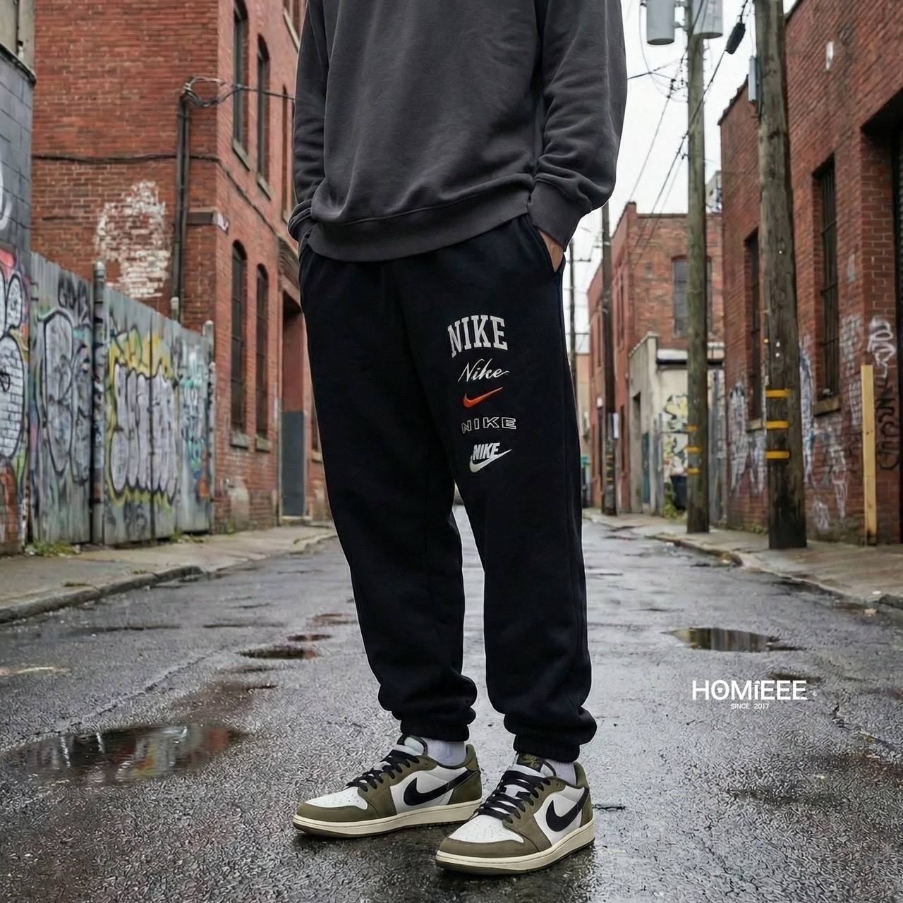 Nike Nsw 縮口棉褲 標語 LOGO 刷毛 黑色 男款 [FN2644-010]