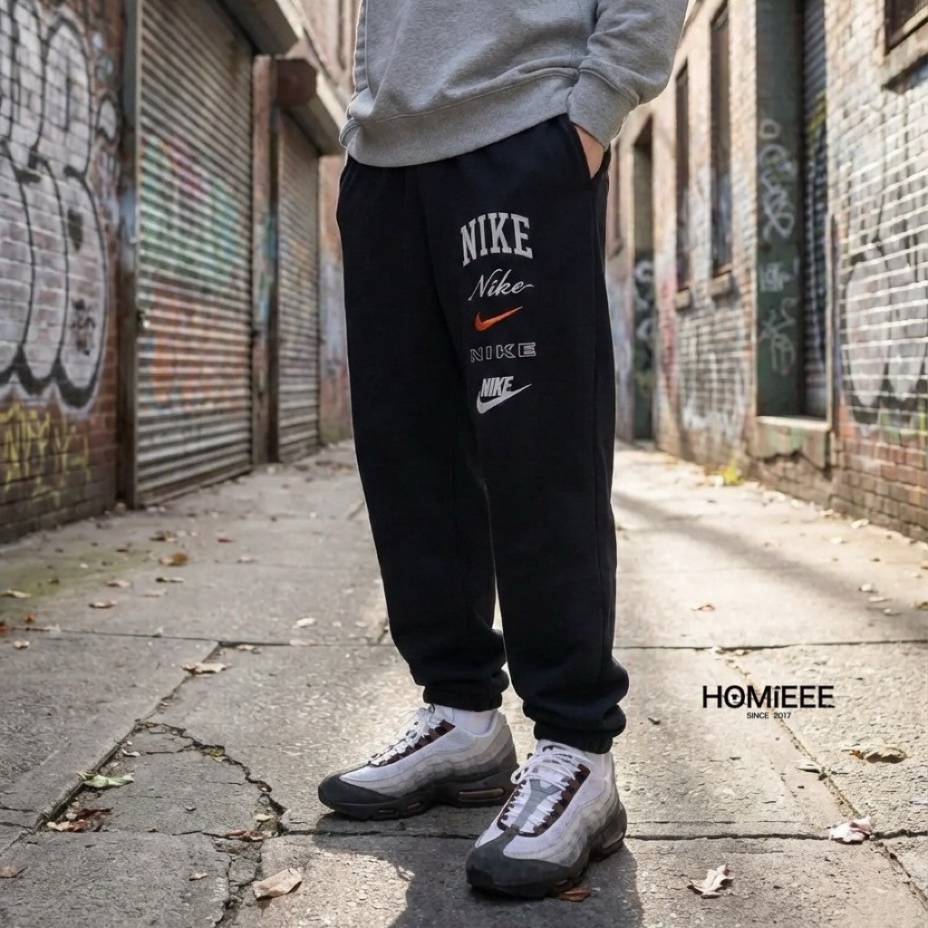 Nike Nsw 縮口棉褲 標語 LOGO 刷毛 黑色 男款 [FN2644-010]