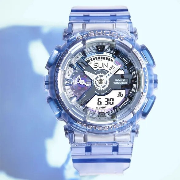 預購款【CASIO 卡西歐】 G-SHOCK 略為小巧的設計 金屬光澤搭配現代巧思 耐衝擊數位雙顯 手錶 GMA-S110VW-6A