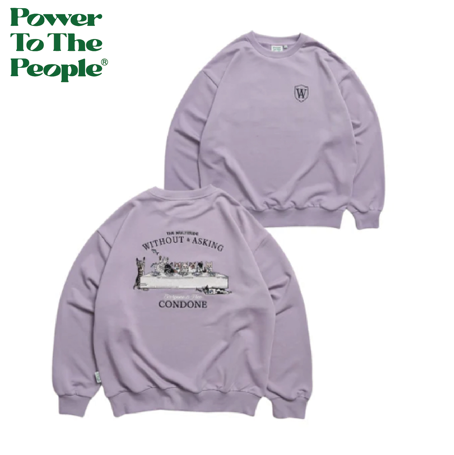 【 Power To The People｜貓咪最後的晚餐刺繡大學TEE - 霧紫 】
