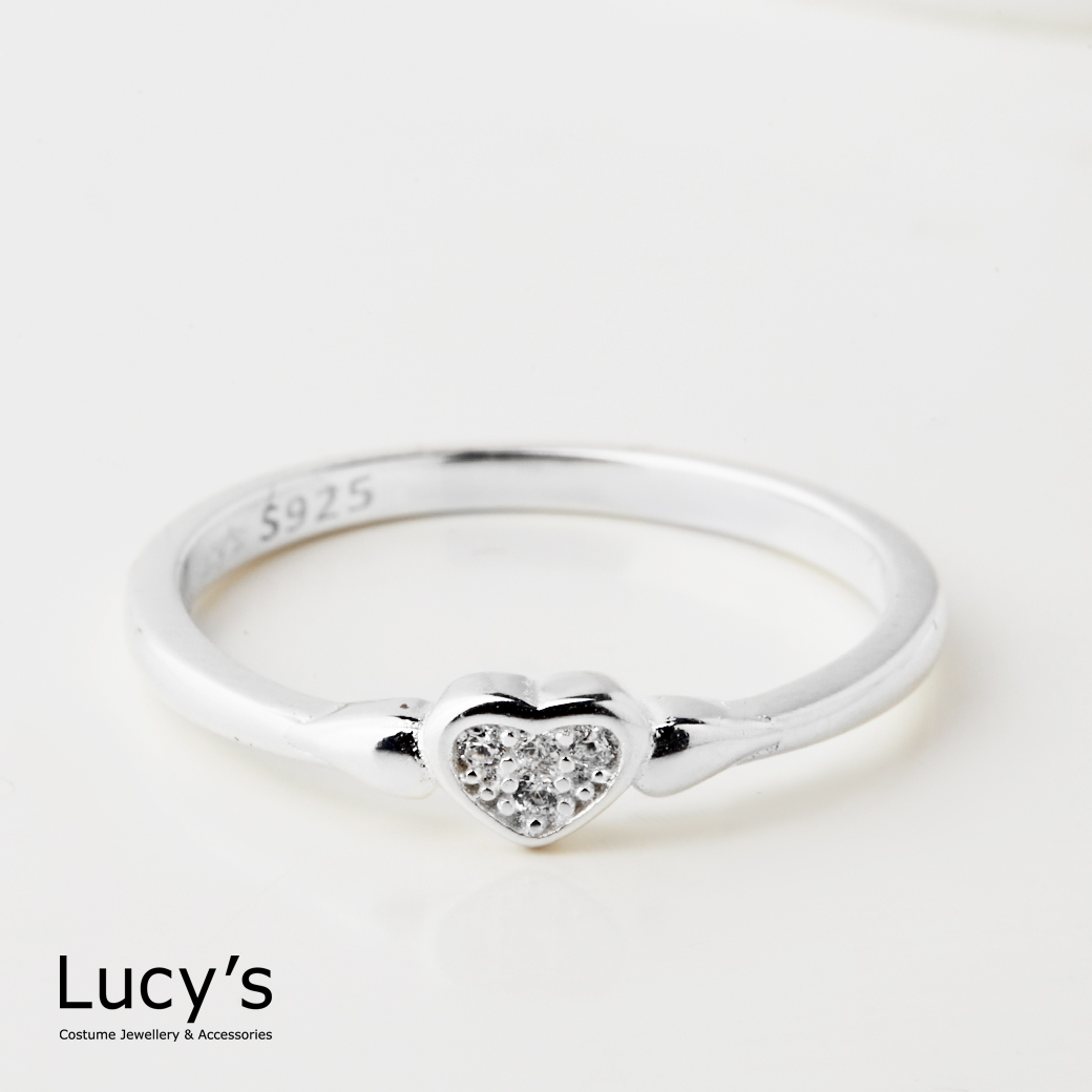 925純銀 鑲鑽愛心 戒指 (二色) (125960/125961)