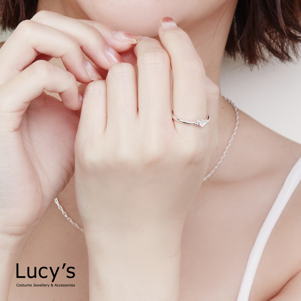 925純銀 鑲鑽愛心 戒指 (二色) (125960/125961)