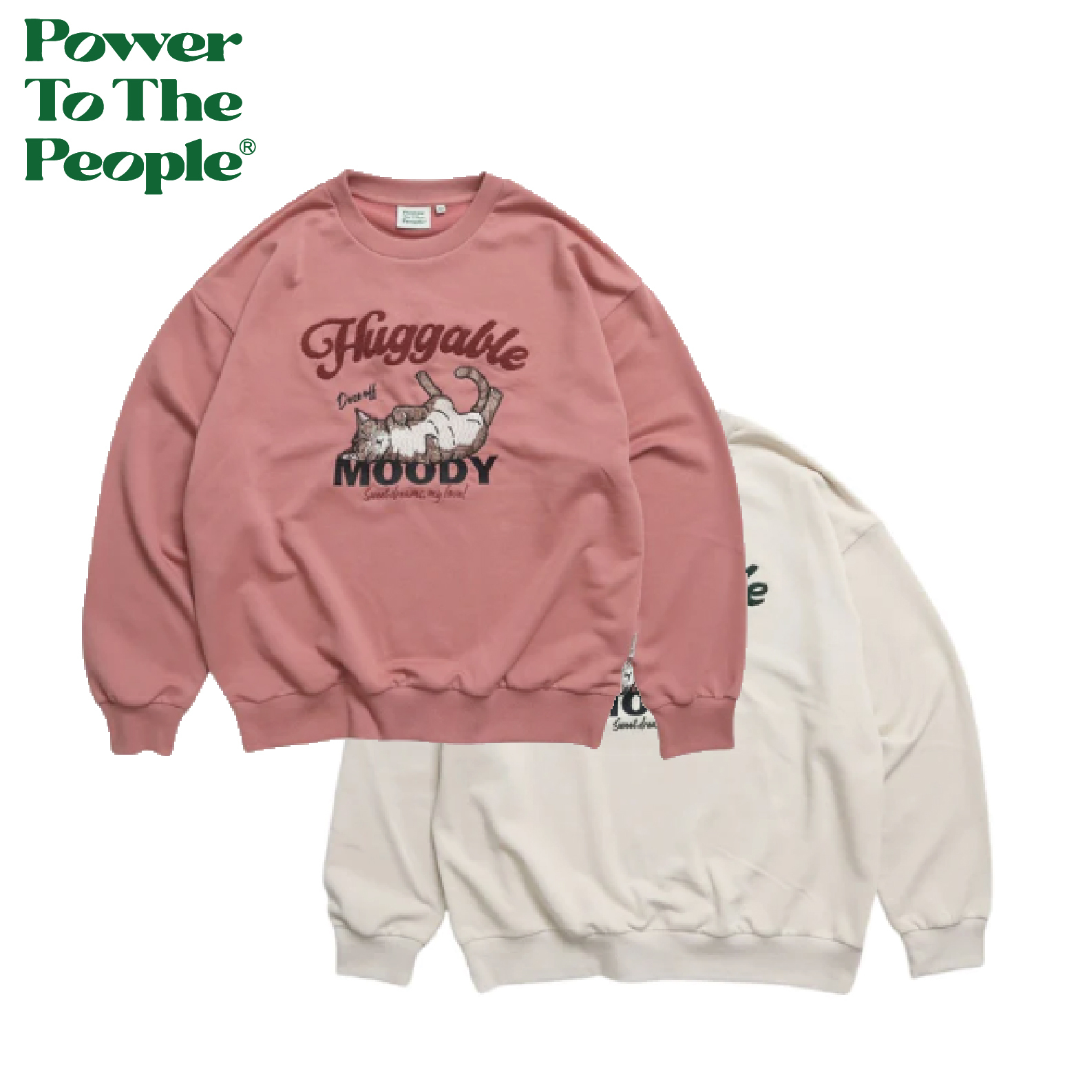 【 Power To The People｜慵懶貓咪刺繡大學TEE - 2色 】