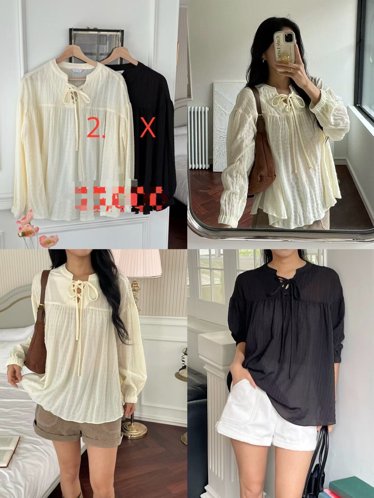 RE5409 泡泡雪紡蝴蝶綁帶上衣 *特價* (優惠碼同充值購物金不適用)