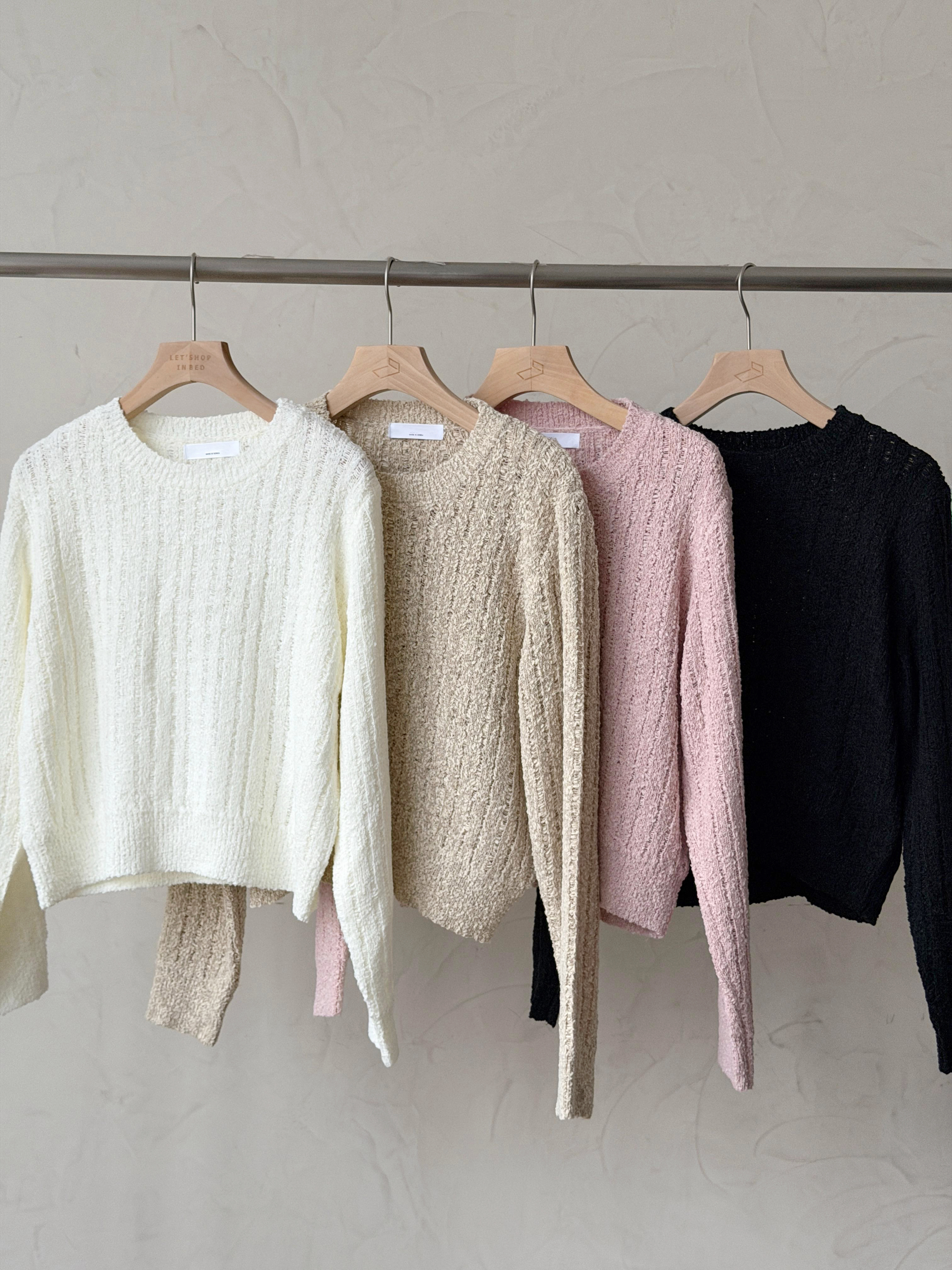 KR449 雪花粒圓領短身冷衫-4色