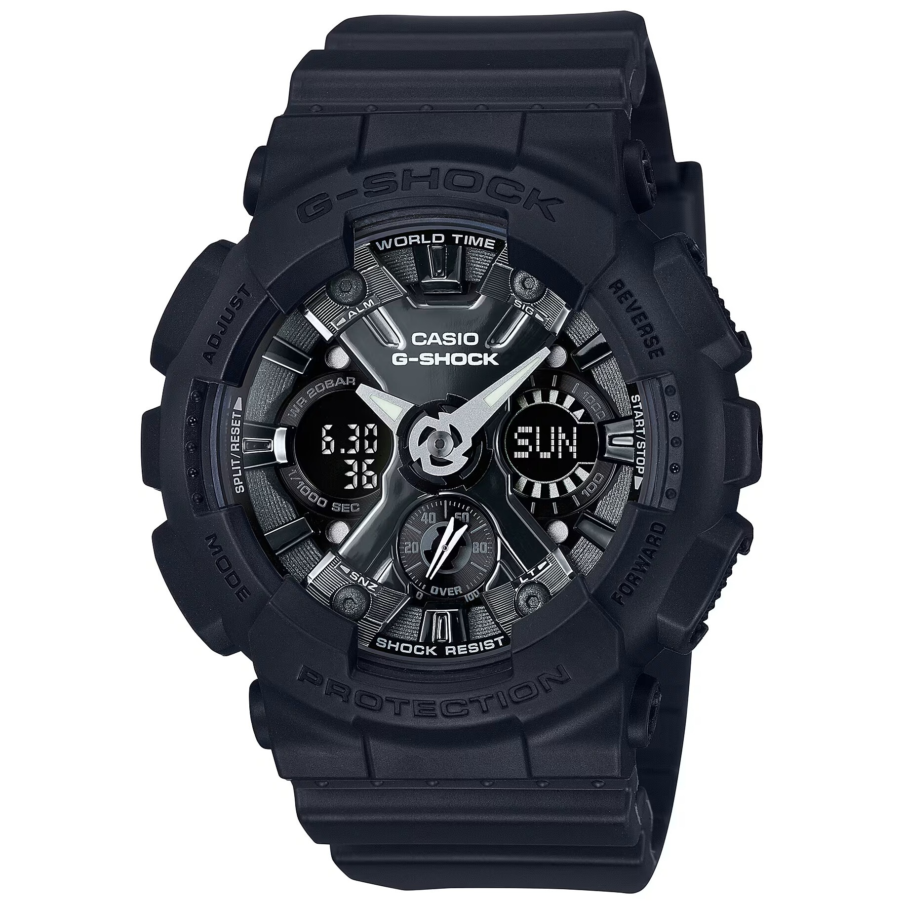 【CASIO 卡西歐】 G-SHOCK 立體金屬錶面 金屬光澤時尚小巧思 耐衝擊數位雙顯 手錶 GMA-S120MF-1A
