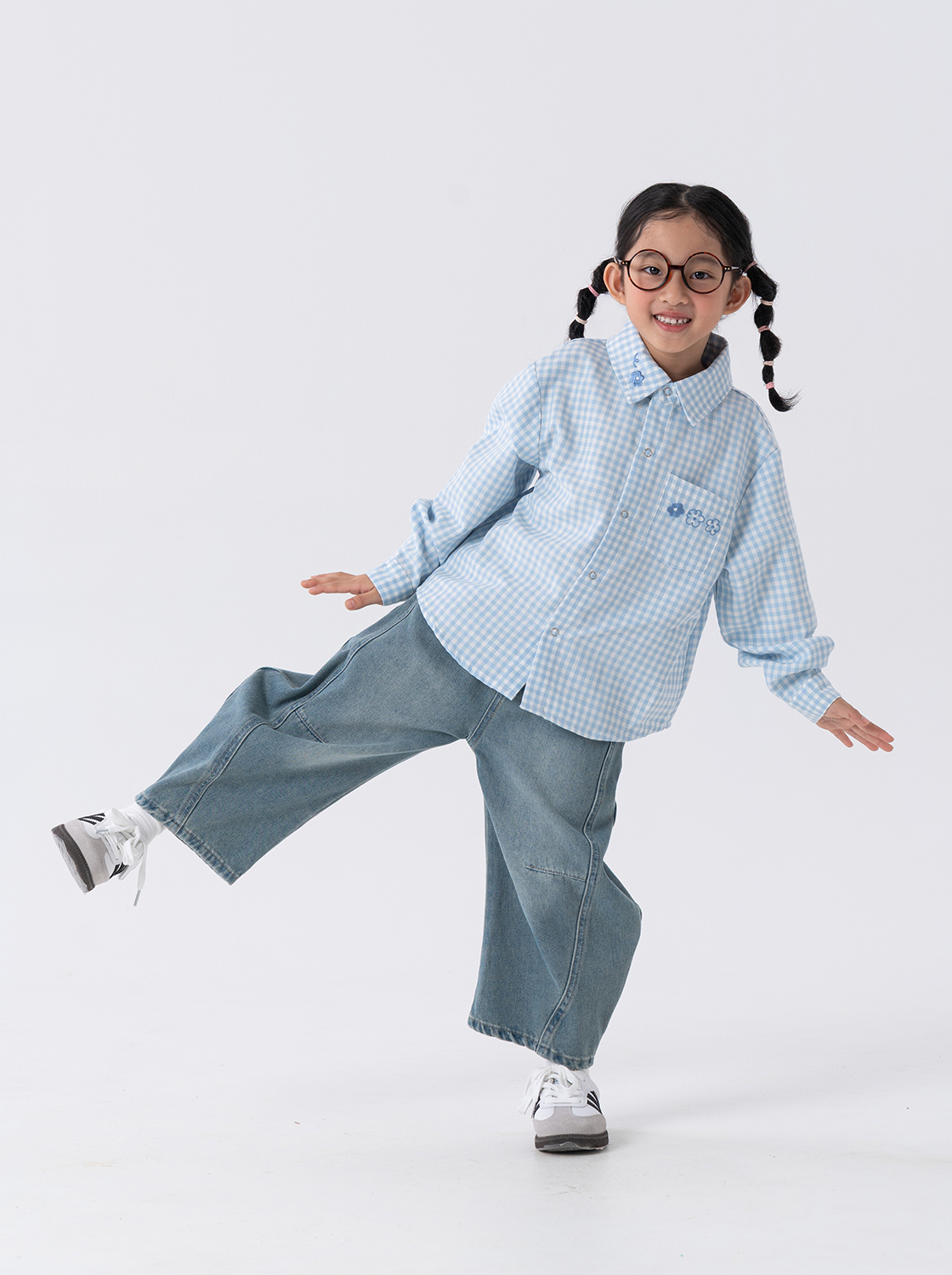 小花繡線格子襯衫【童裝】