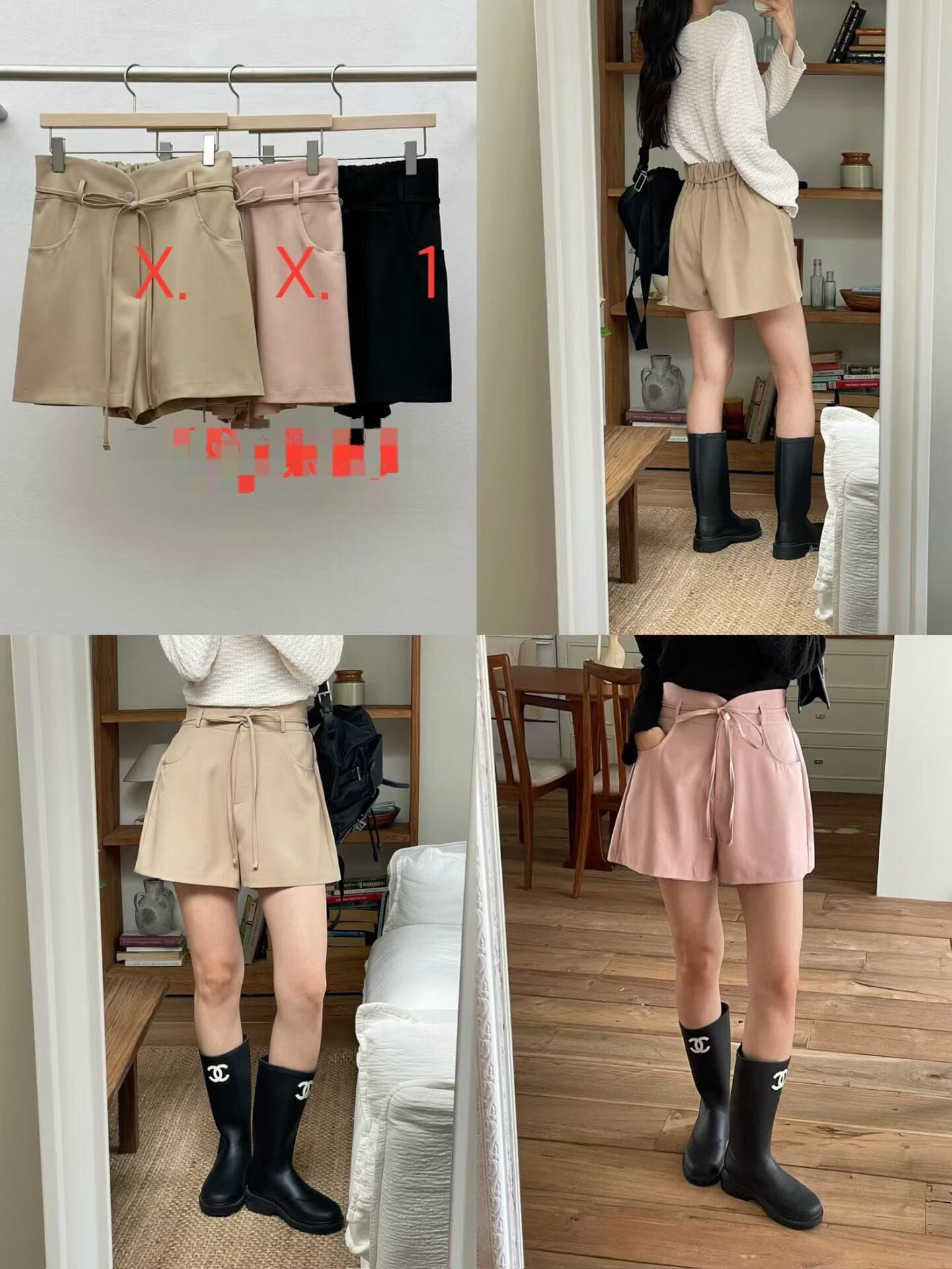 RE5411 蝴蝶綁帶後橡筋A字西裝短褲 *特價* (優惠碼同充值購物金不適用)